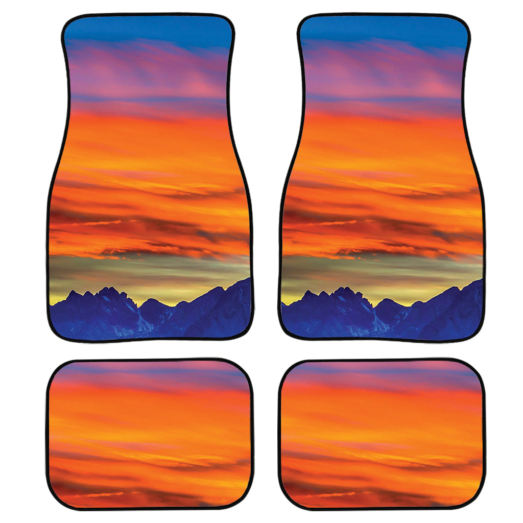 Sunset Mountain Print Front And Back Car Floor Mats, Front Car Mat