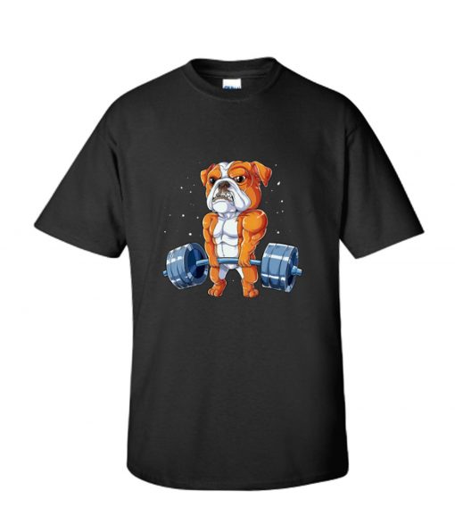 English Bulldog Weightlifting Funny Deadlift Men Fitness Gym RS T-Shirt