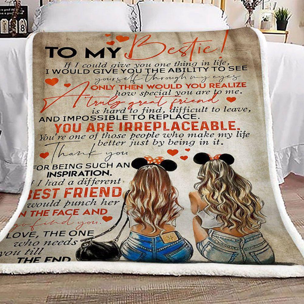 To My Bestie, Fleece Blanket – Quilt Blanket, Gift For Friend, Birthday Gift, Anniversary Gift, Gift From Friend To Friend, Home Decor Bedding Couch Sofa Soft And Comfy Cozy