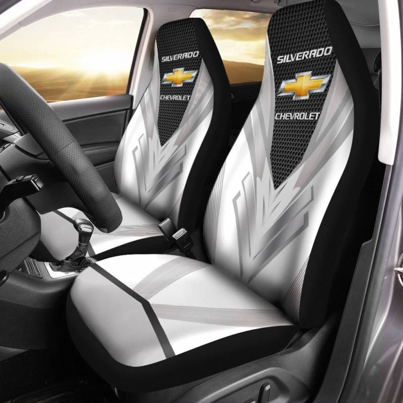 Chevrolet Silverado NTA Car Seat Cover (Set of 2) Ver 2 (White)