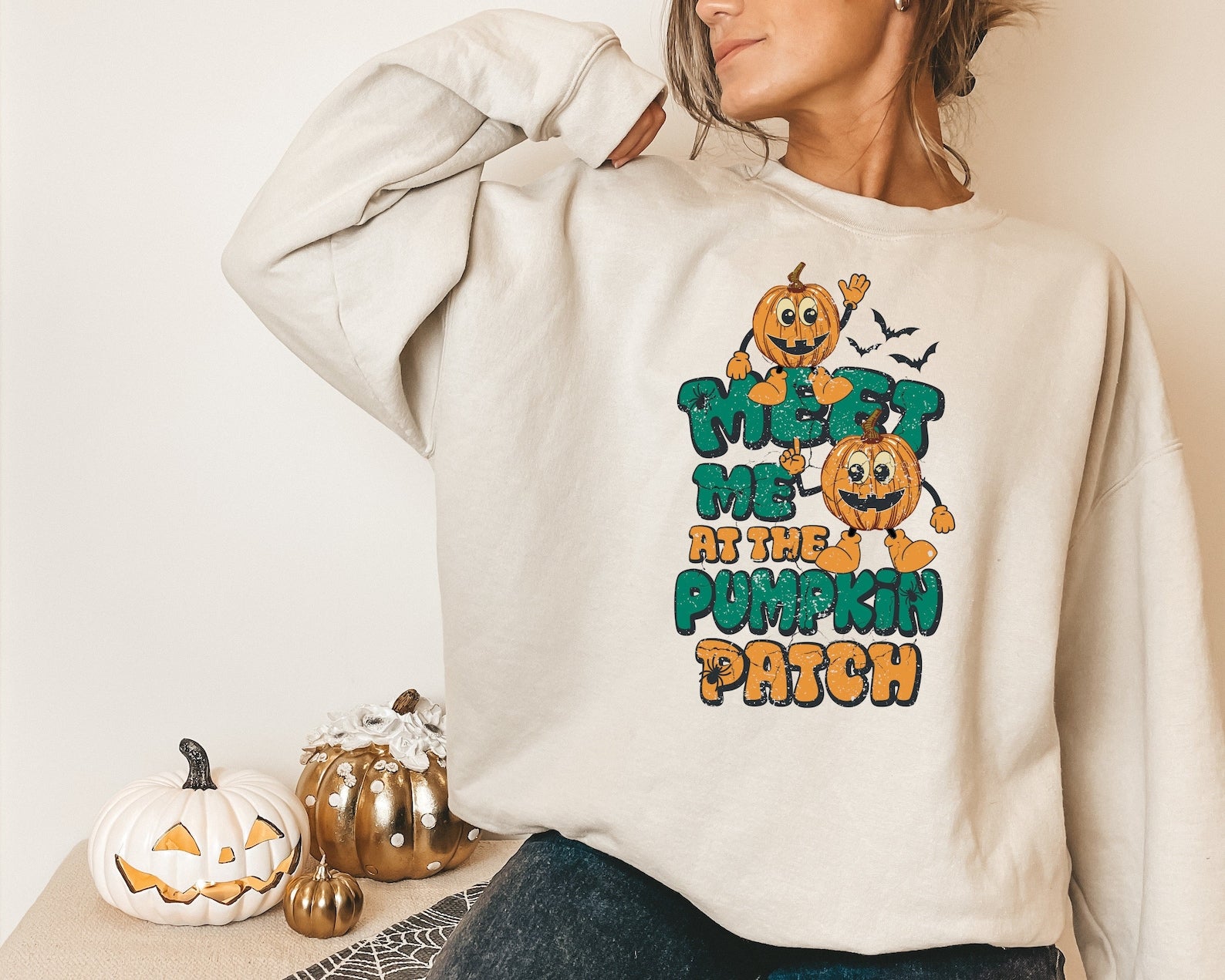 Pumpkin Patch Sweatshirt 2D Crewneck Sweatshirt All Over Print Sweatshirt For Women Sweatshirt For Men