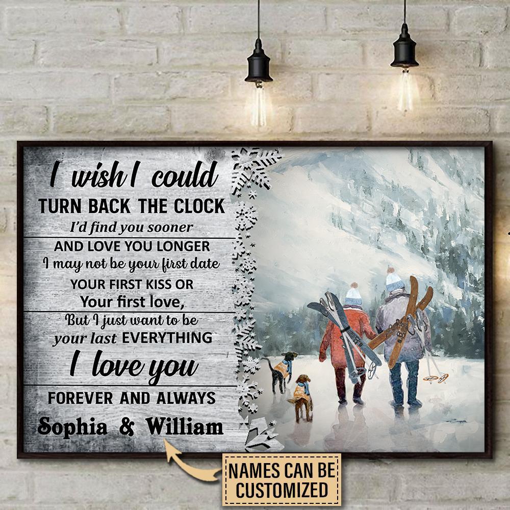 Aeticon Gifts Personalized Skiing I Wish Could Turn The Clock Canvas Mom Dad Gift Home Decor