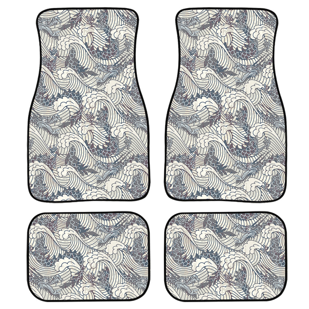 Chinese Sea Dragon Pattern Print Front And Back Car Floor Mats, Front Car Mat