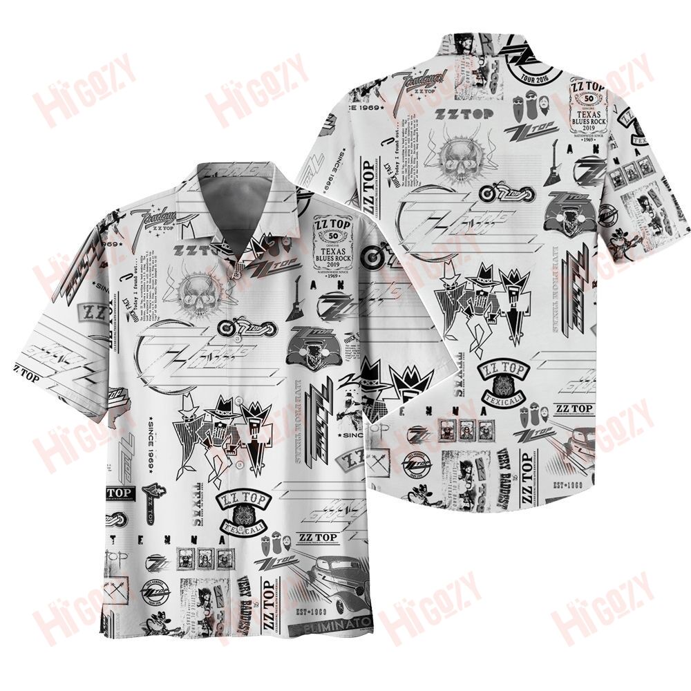 Zz Top White Hawaiian Shirt, Zz Top Short Hawaiian Shirt Style Hot Trending Summer