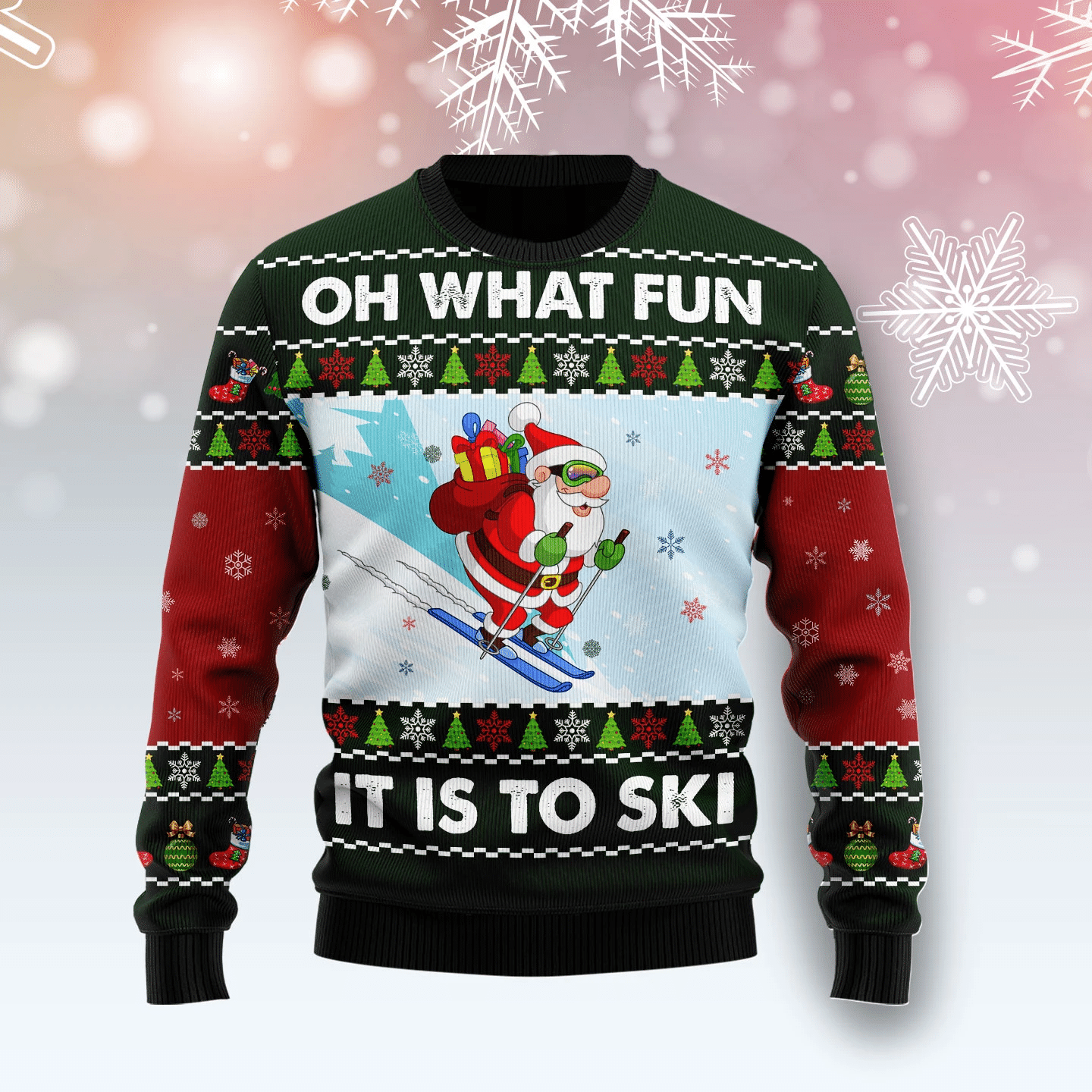 Skiing Oh What Fun Christmas Ugly Sweater