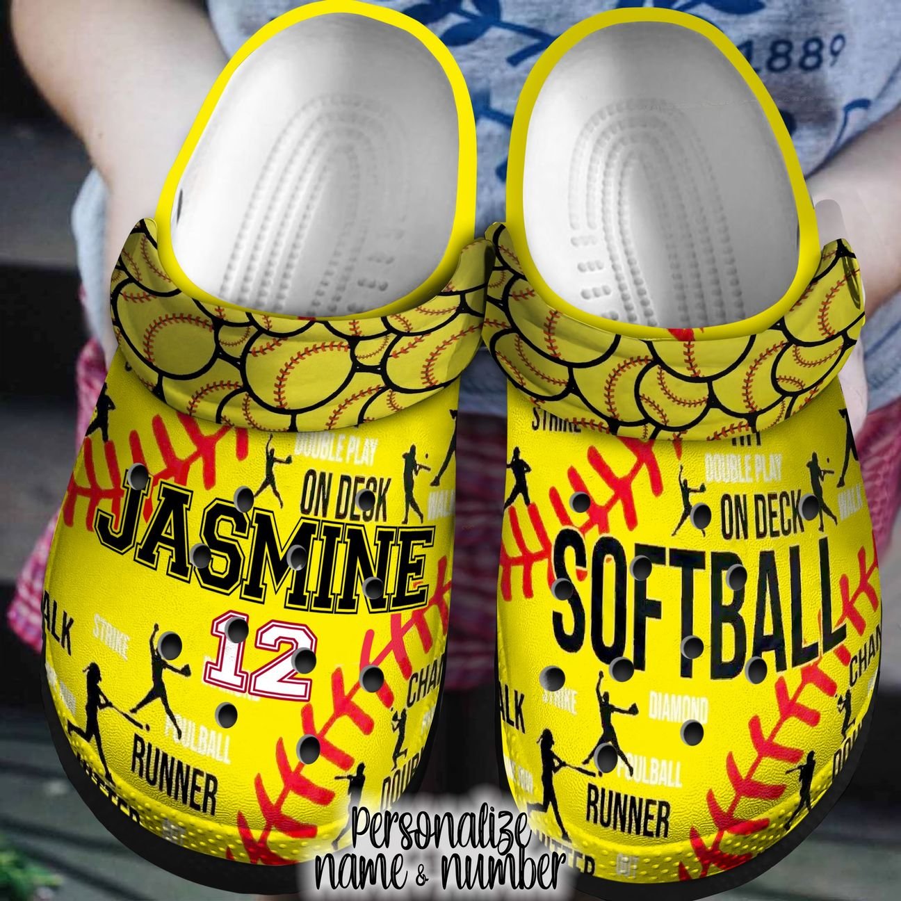 Softball Personalized Clog, Custom Name, Text, Color, Number Fashion Style For Women, Men, Kid, Print 3D Let’S Hit