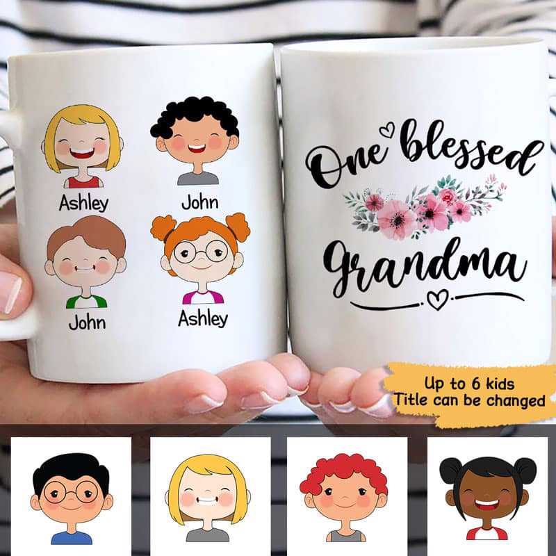 World‘S Best Grandma Family Kid Face Personalized Coffee Mug