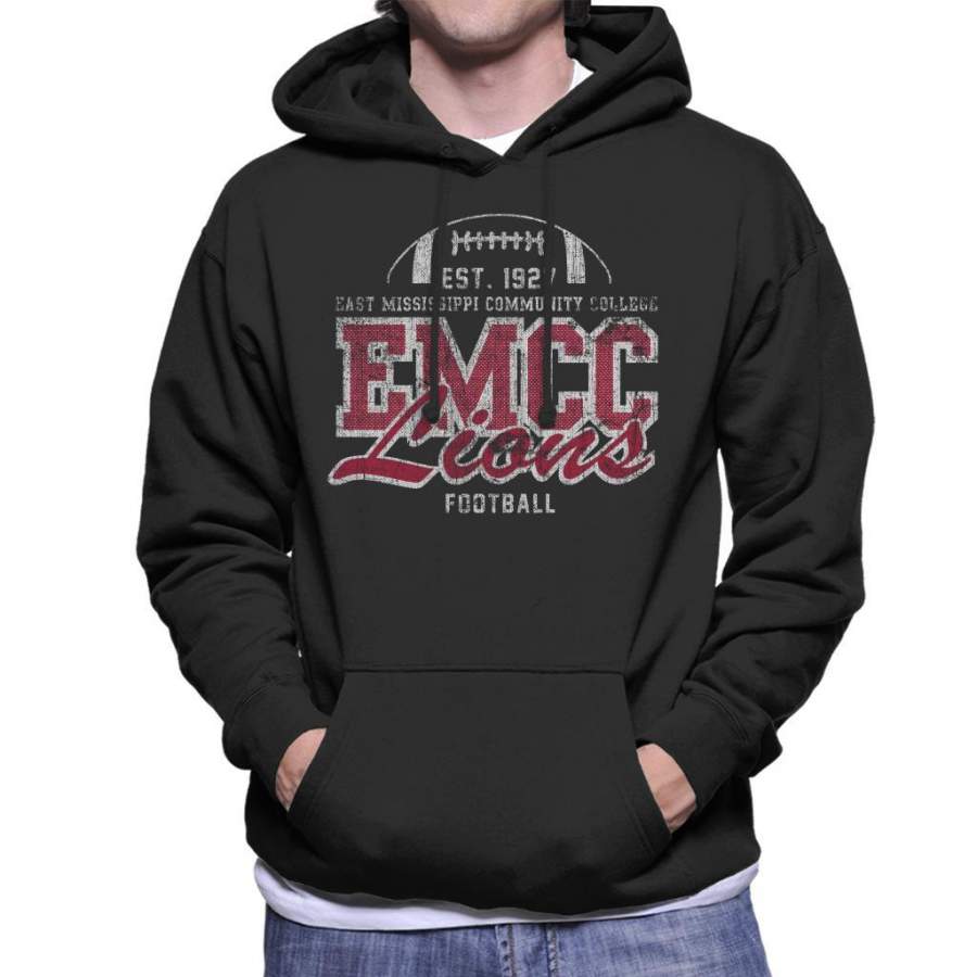 East Mississippi Community College Distressed Lions Football Men’s Hooded Sweatshirt