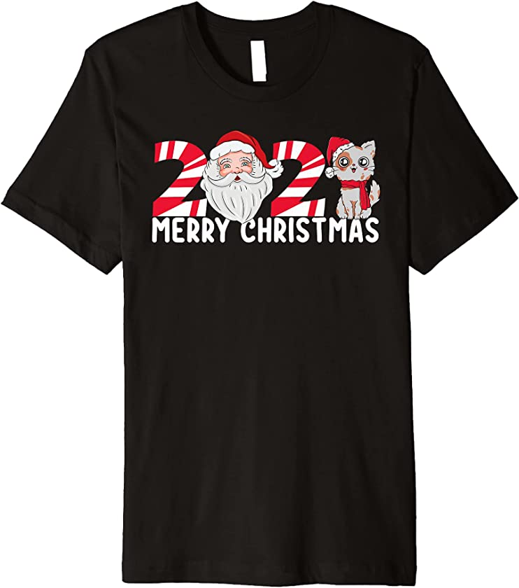 Merry Christmas 2021 Kitten Cat Matching Family Christmas Premium T-Shirt