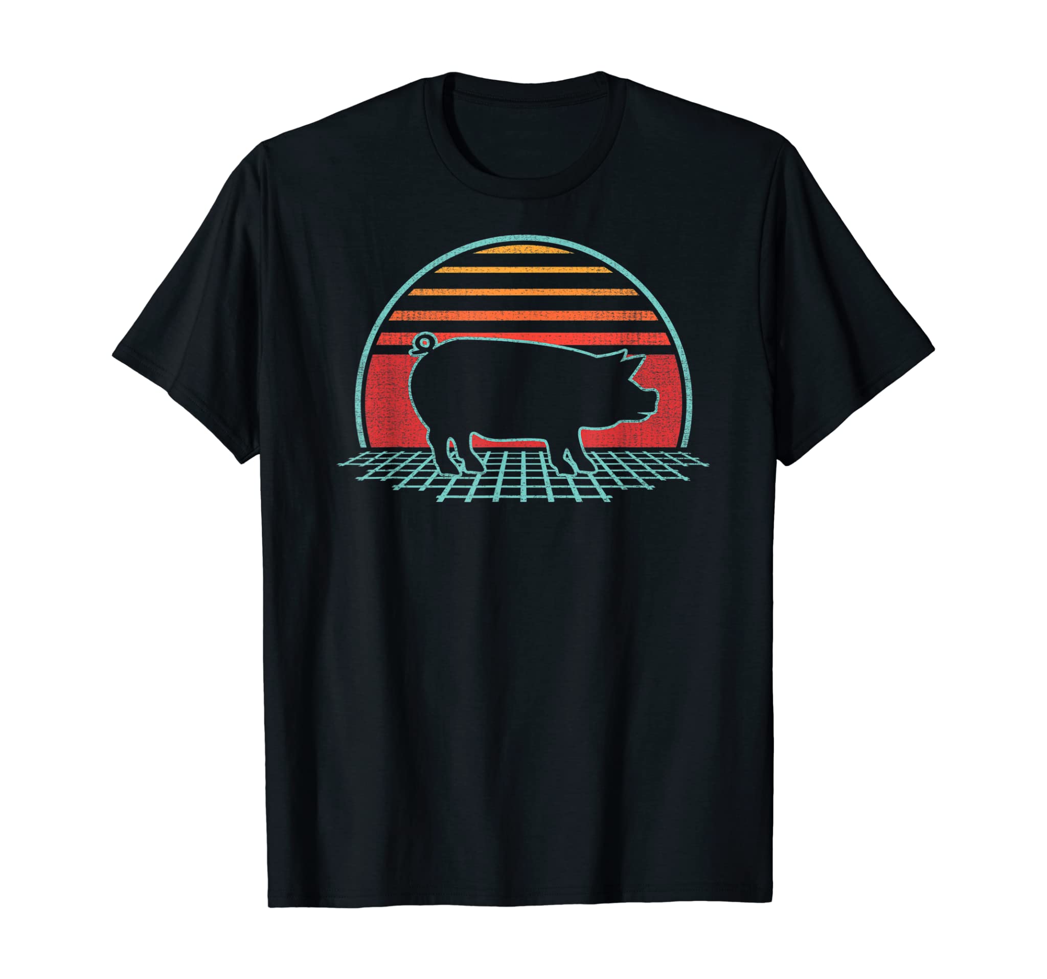 Pig Retro Vintage 80S Style Farm Animal Lover Gift T-Shirt