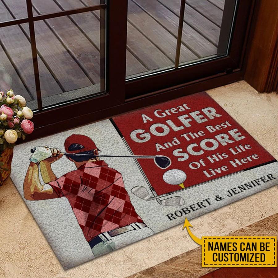 Doormat Golf Lover Gift Idea Home Decor Rug For Golfer Personalized Non-Slip Rubber Backing Doormat Or Coir Doormat