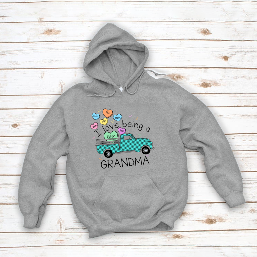 I Love Being A Grandma Truck Heart Colorful Hoodie