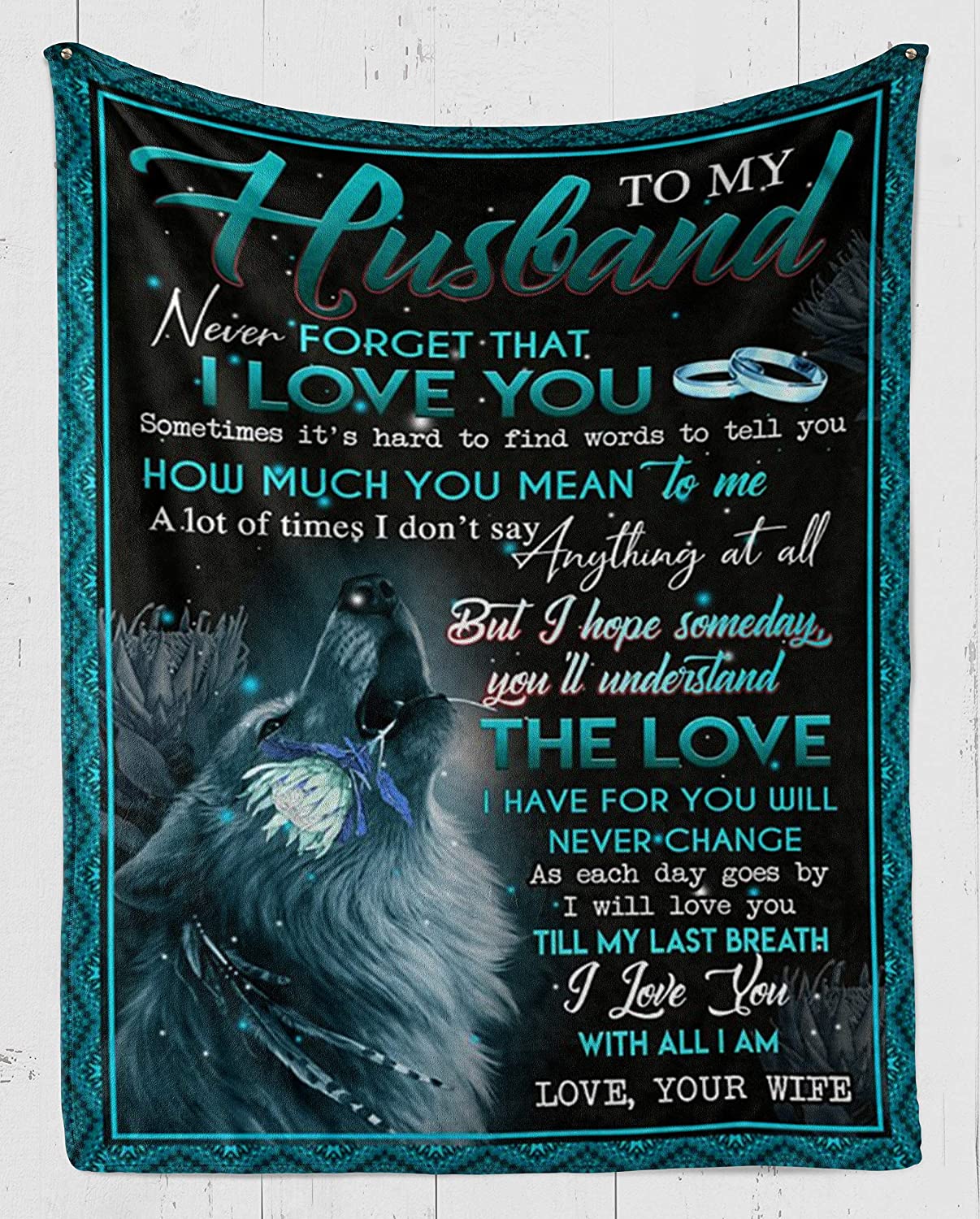 Wolf, To My Husband, How Much You Mean To Me,Fleece Blanket,Gift For Husband Home Decor Bedding Couch Sofa Soft And Comfy Cozy