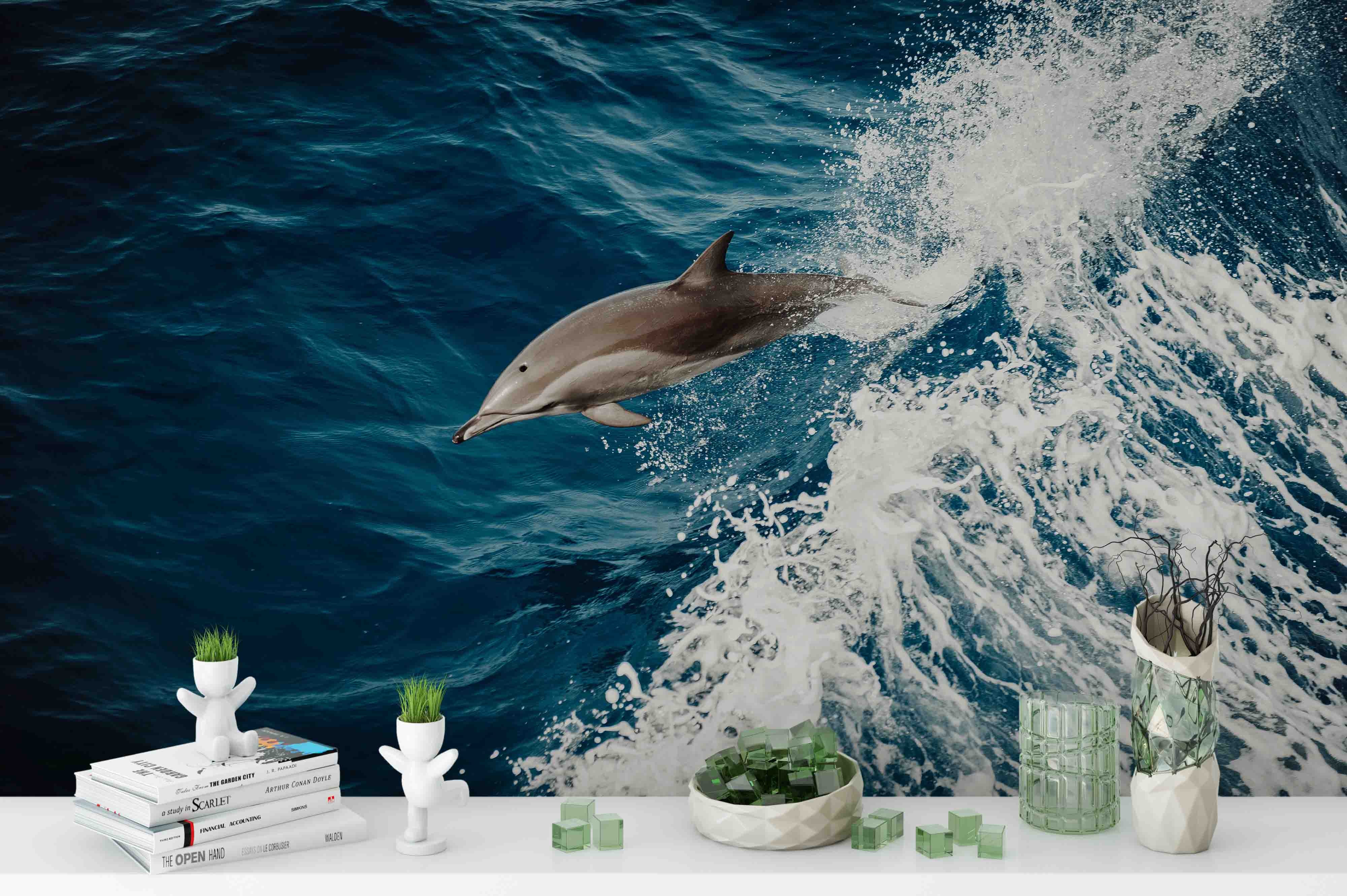 3D Ocean Dolphin Wall Mural Wallpaper Sww 32