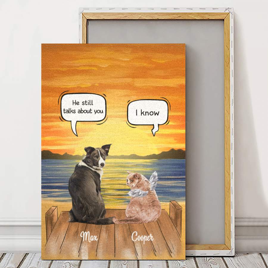 Personalized – Dogs/Cats/Rabbits Conversation – Choose up to 4 Dogs/Cats/Rabbits – Canvas/Canvas with Frame/Poster