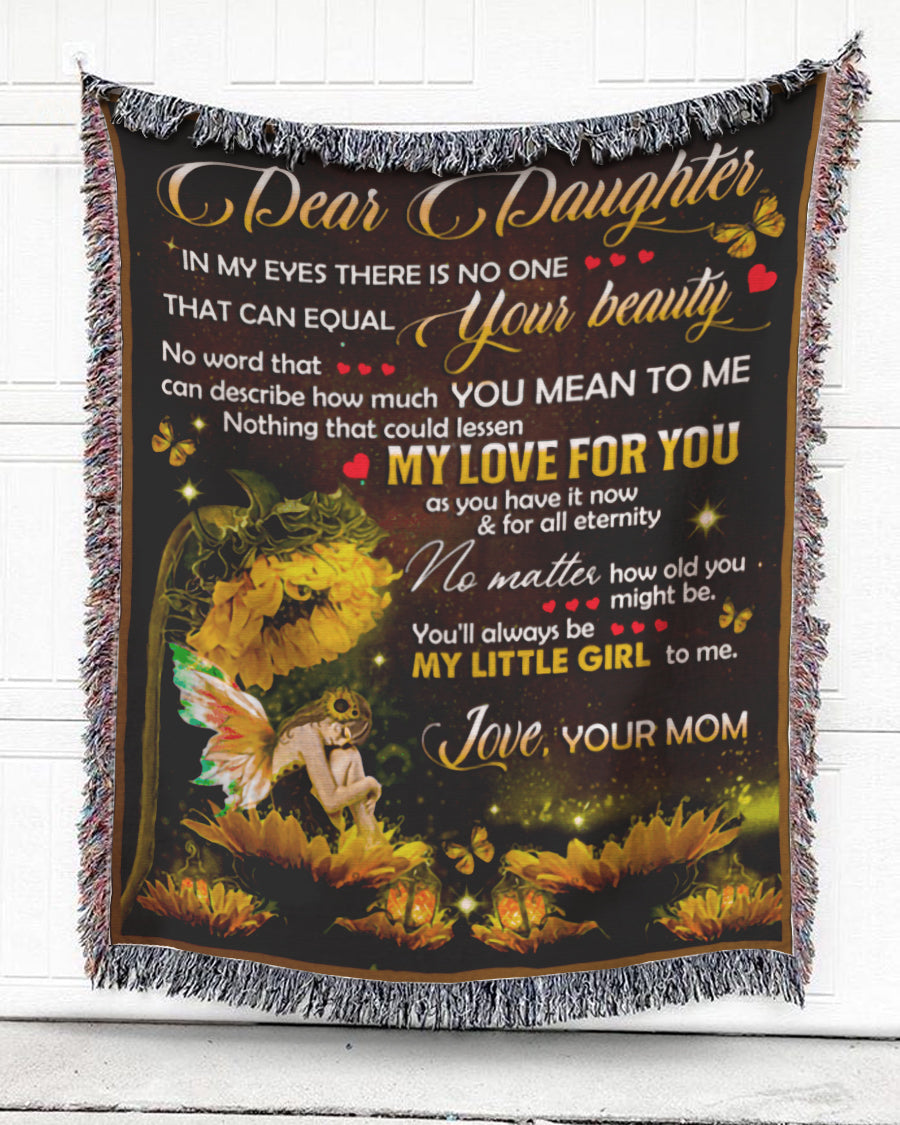 Woven Throw For Daughter Birthday Gift, Dear Daughter – In My Eyes, Cotton Blanket