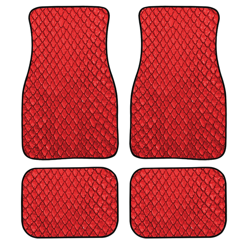 Red Python Snakeskin Print Front And Back Car Floor Mats, Front Car Mat