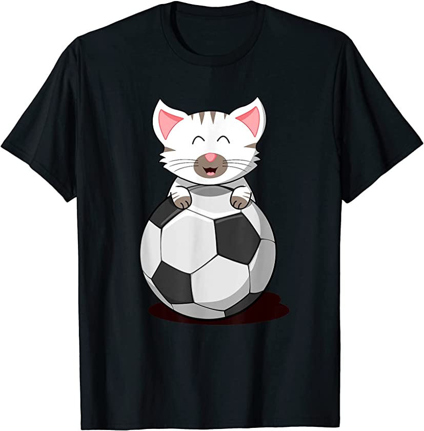 Soccer Cat | Soccer Fan Kids Motif | White Kitten T-Shirt