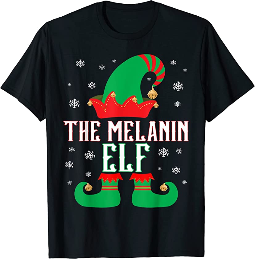 The Melanin Elf Matching Family Group Christmas Party Pajama T-Shirt