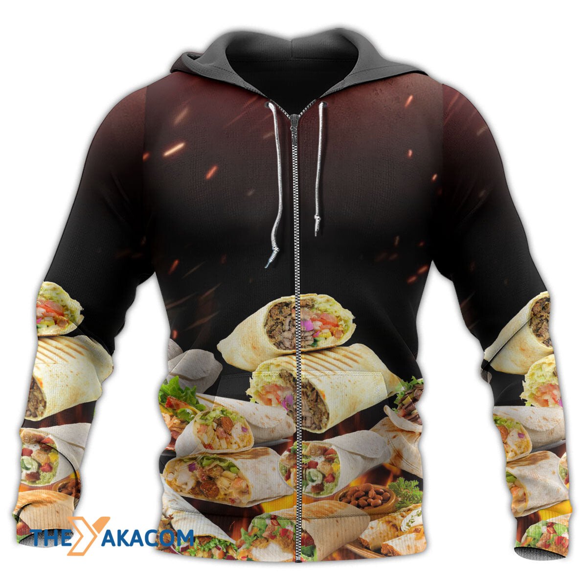 Food Burritos Pattern Hoodie Zip Hoodie