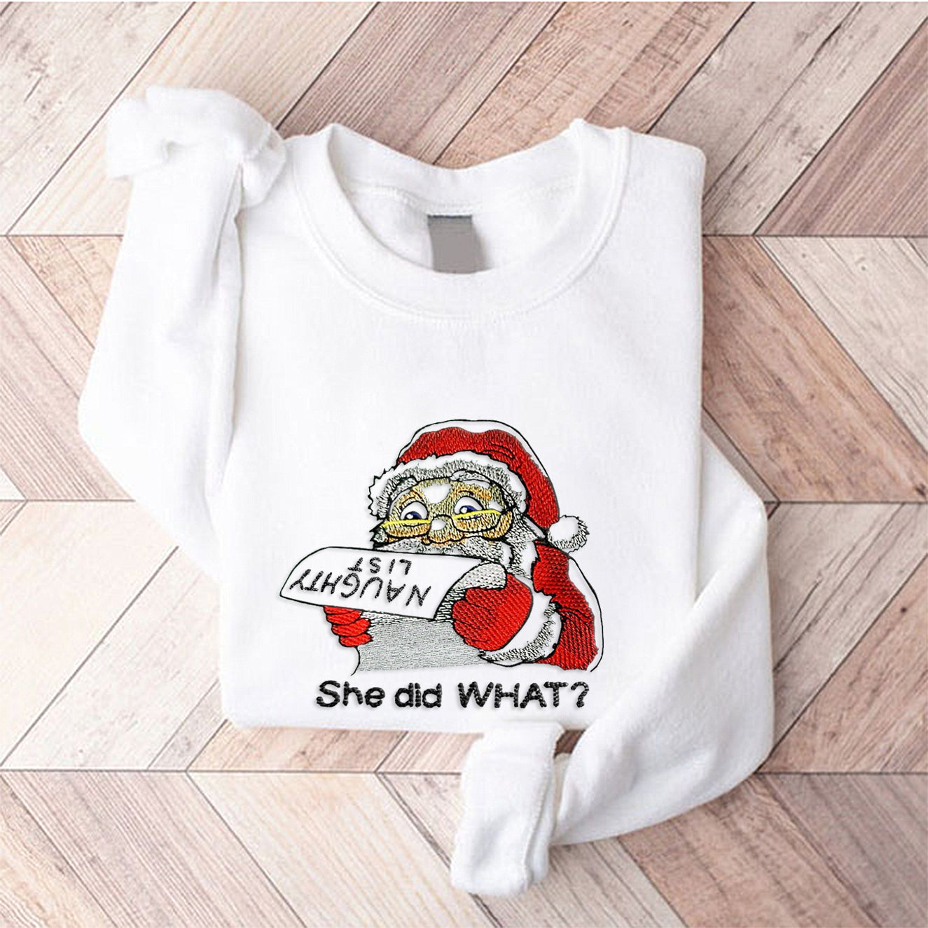 Cute Santa Claus Christmas Embroidered Sweatshirt