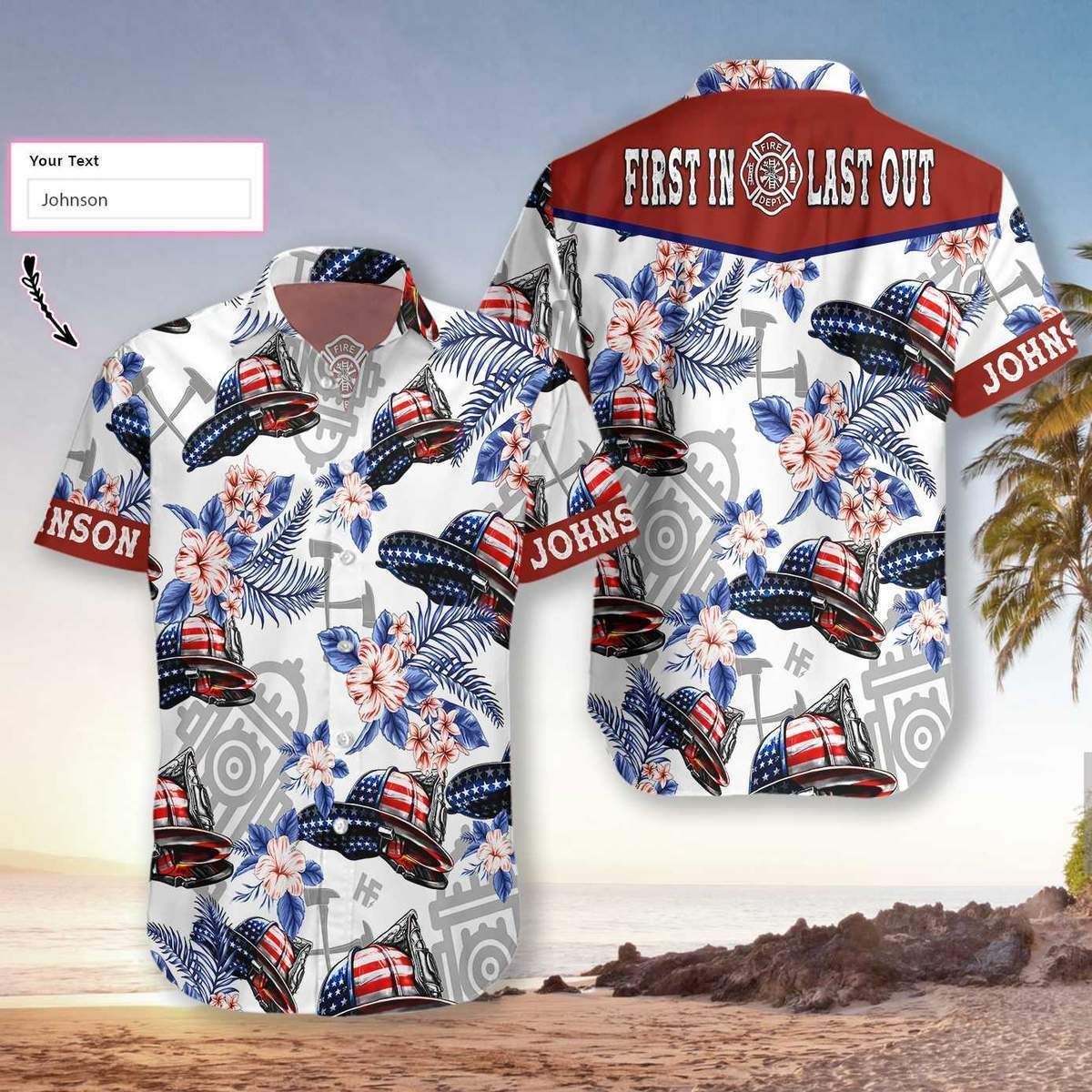 Beach Shirt Find Firefighter Flag Custom Name Hawaiian Aloha Shirts Dh