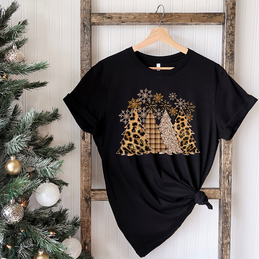 Christmas Trees Plaid Shirt Leopard, Cheetah Shirt, Christmas Shirt Gifts Holiday