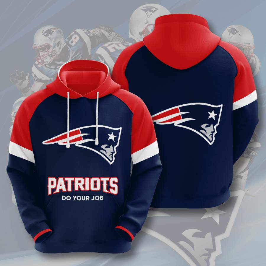 New England Patriots 3D Printed Hooded Pocket Pullover Hoodie