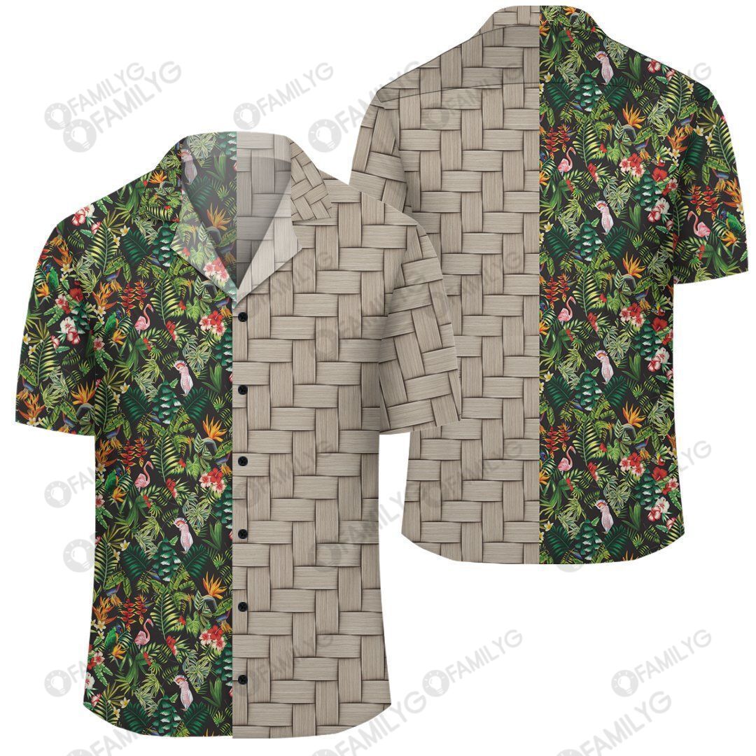 Tropical Flamingo Hibiscus Lauhala Moiety Hawaiian Shirt Summer Hawaiian For Men, Women, Couple