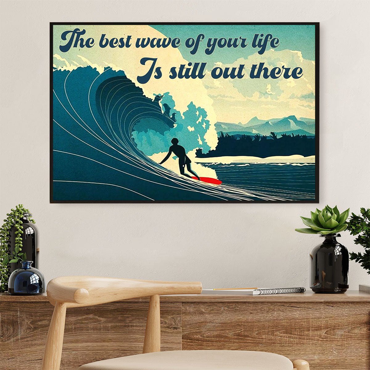 Water Surfing Canvas Wall Art Prints | Best Wave Of Your Life | Home Décor Gift For Beach Surfer