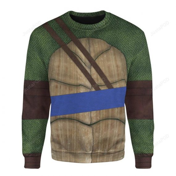 Movie Teenage Mutant Ninja Turtles Mastery Of Ninjutsu Leonardo Blue Strings Ugly Christmas Sweater Sweatshirt