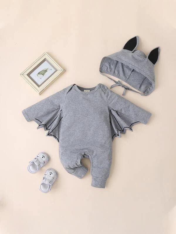 Baby Boy Batman Cosplay Jumpsuit & 3D Ears Design Hat