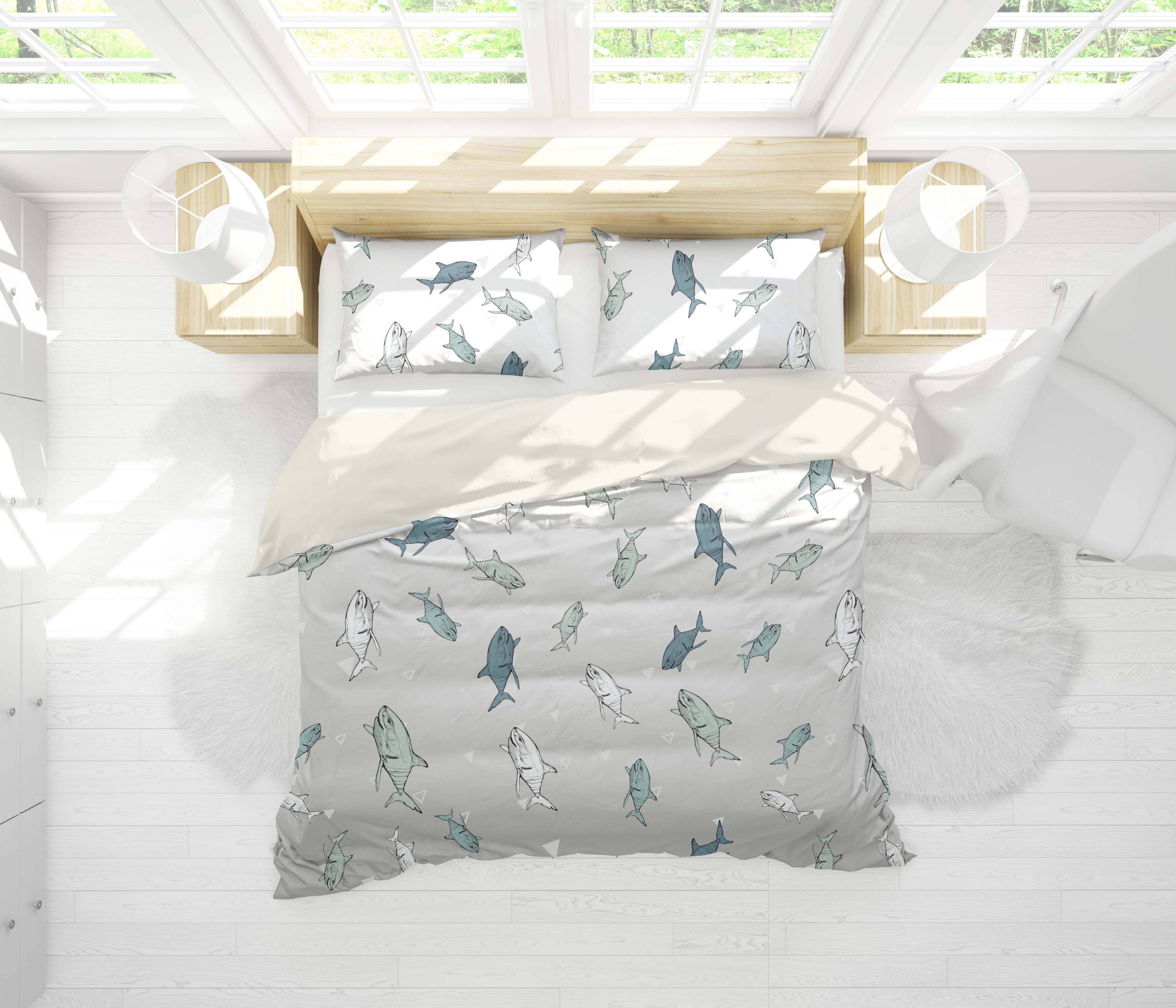 3D Cartoon Shark Quilt Cover Set Bedding Set Pillowcases 26