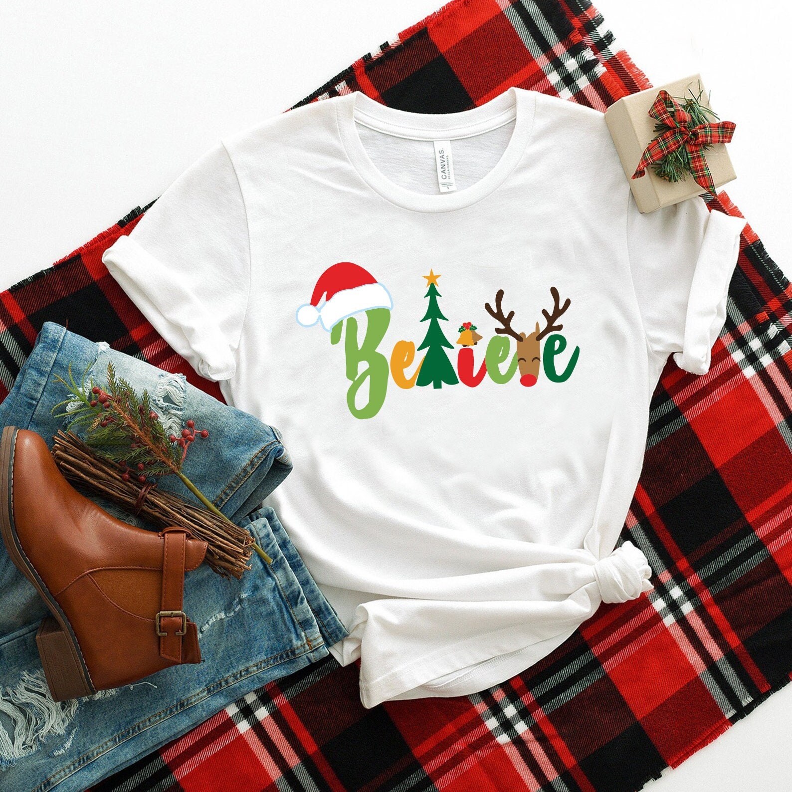 Believe Christmas Shirt, Christmas T-shirt, Christmas Family Shirt,Believe Shirt,Christmas Gift, Holiday Gift.Christmas Shirt,Matching Shirt