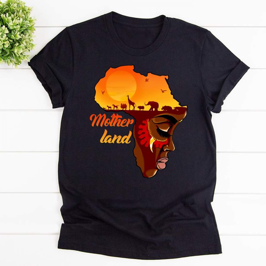 Africa motherland animal black cotton t shirt for men and women s-6xl