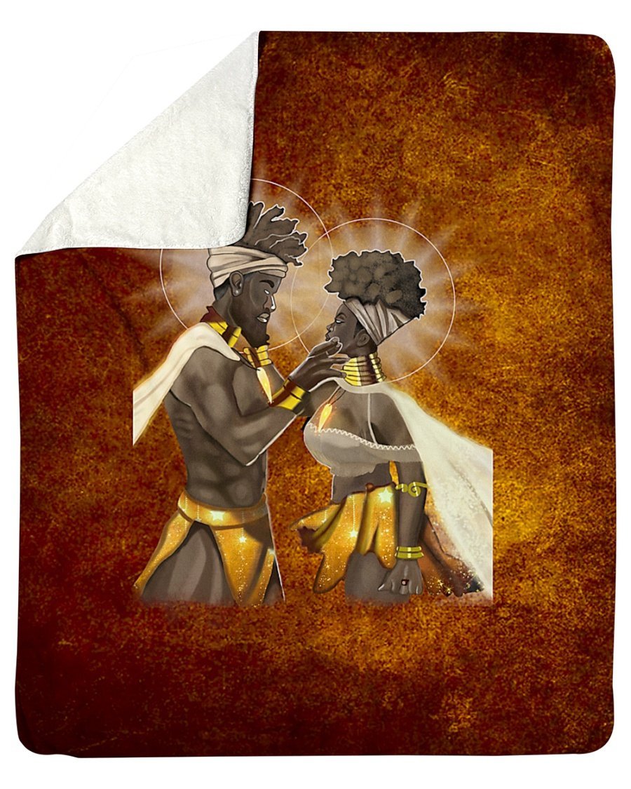 Black Couple – African American King And Queen Personalized Custom Name Date Sherpa Fleece Blanket Print 3D, Unisex, Kid, Adult