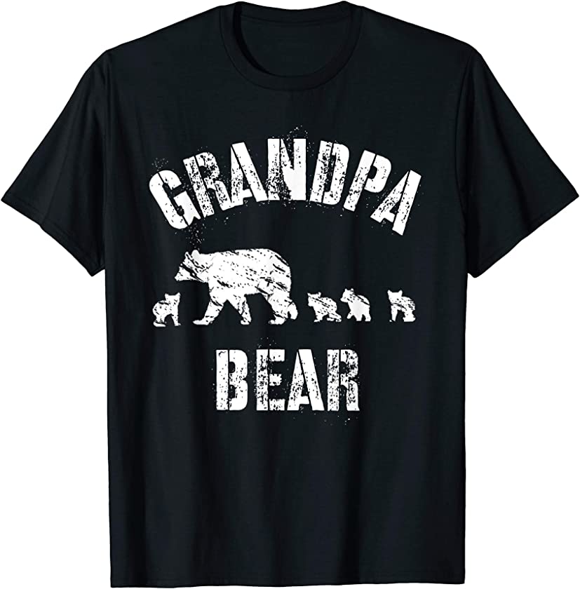 Vintage Grandpa Bear with 4 Four Cubs Grandfather Gift T-Shirt