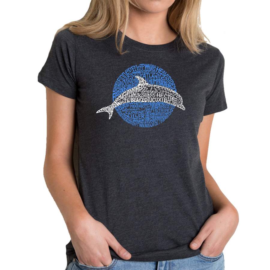 LA Pop Art Women’s Premium Blend Word Art T-shirt – Species of Dolphin