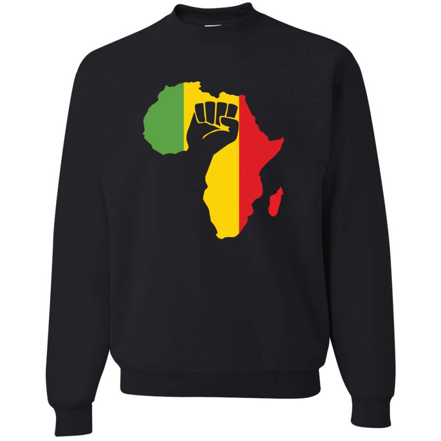 Love Africa Pride Map Black Power Fist Freedom Black History Month Gift Black Pride Crewneck Graphic Sweatshirt