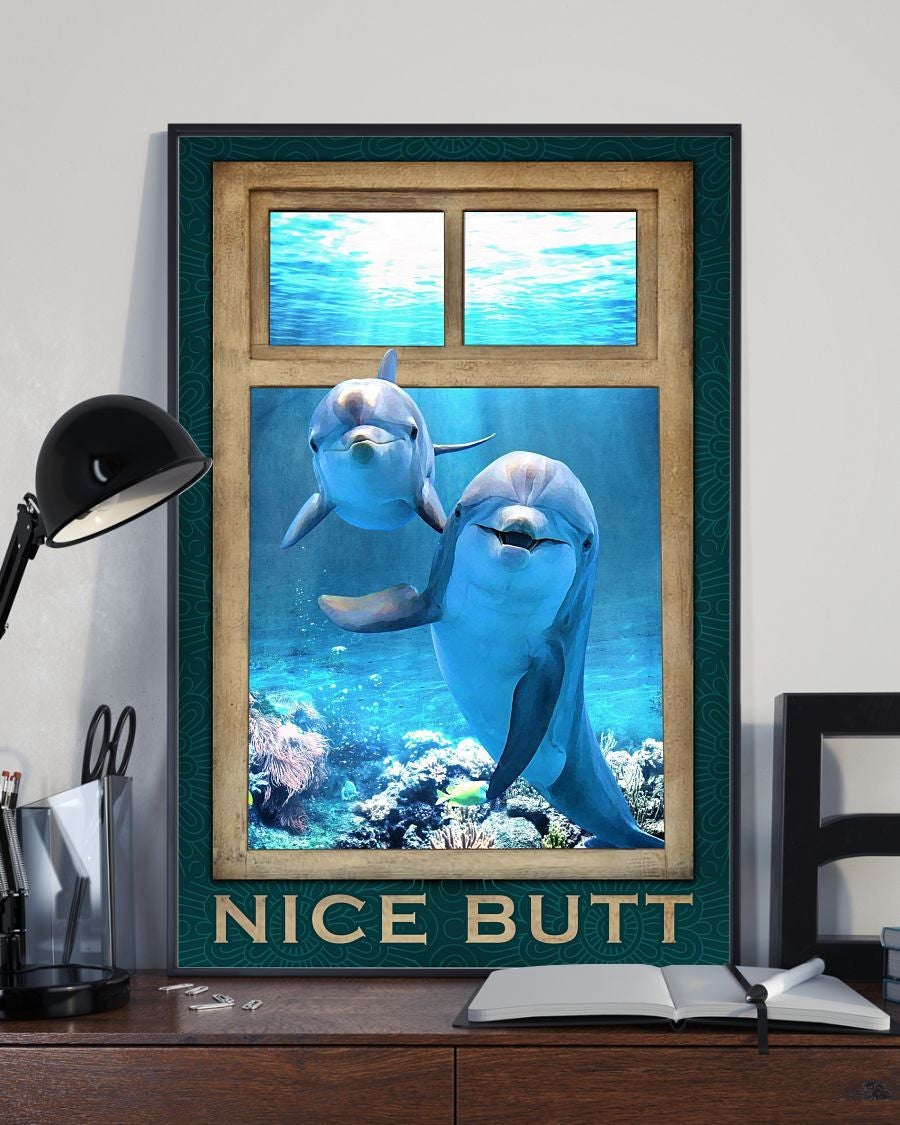 Animal Art Poster – Dolphins Art Poster – Nice Butt – Gift Art Poster