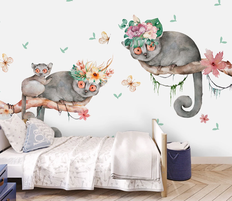 3D Animal Floral Butterfly Wall Mural Wallpaper Sf162