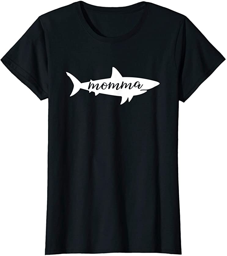 Womens Momma Shark T Shirt Mother Mom Birthday Mother’s Day Gift