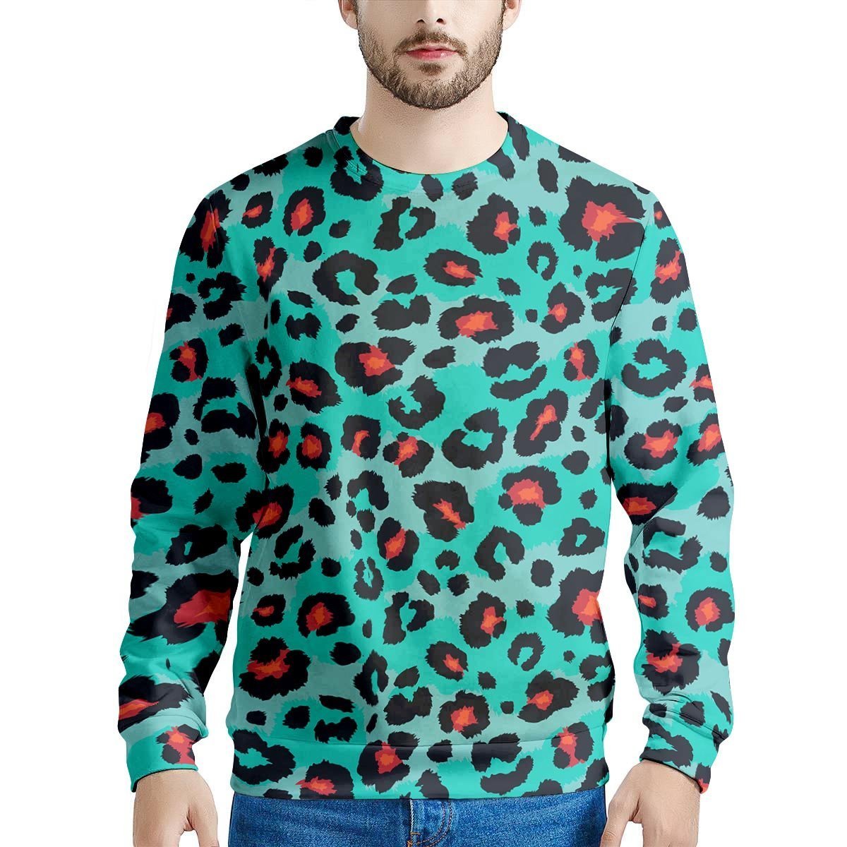 Teal Leopard Men’S Sweatshirt