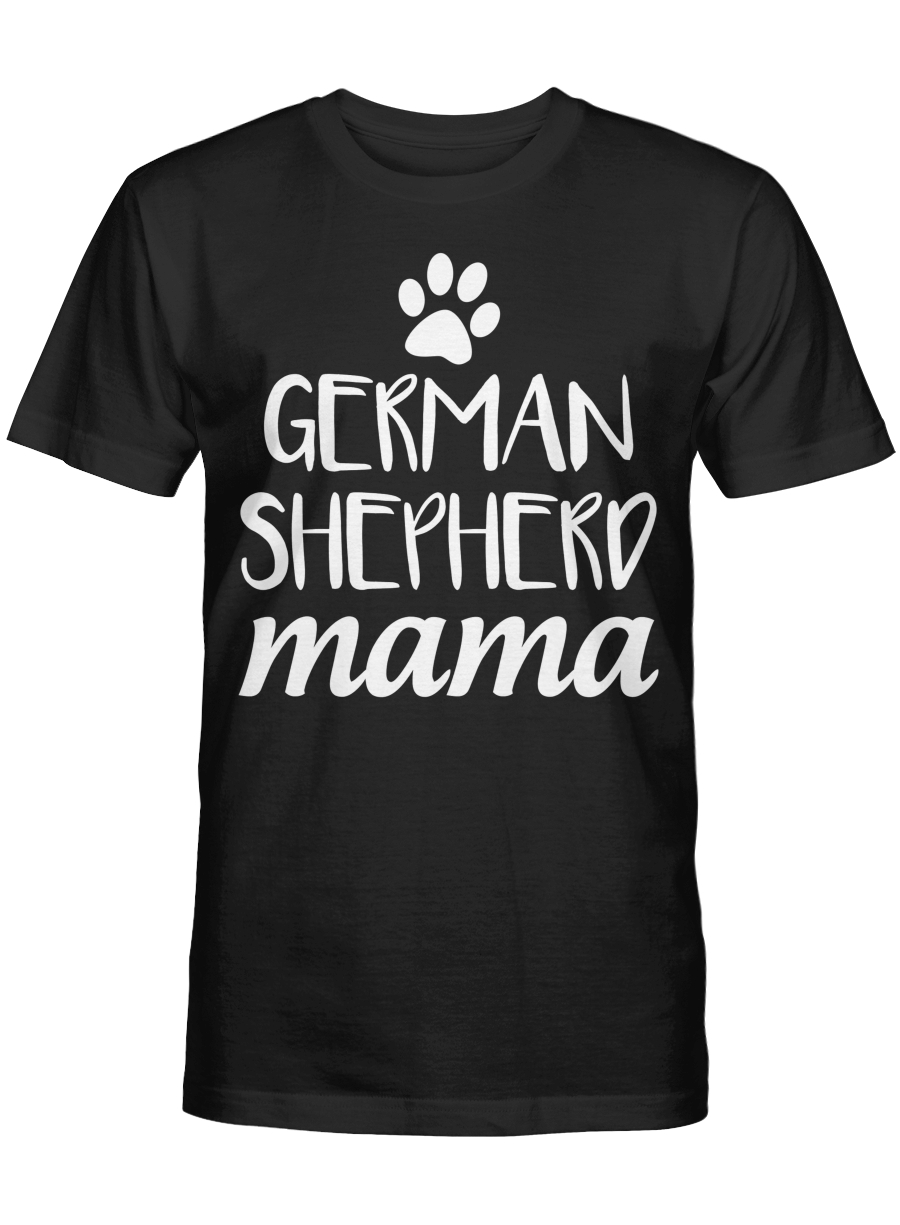 Dog Mom German Shepherd Mama Women T-Shirt Red Heart Dog Paw Mama Shirt Pets Mum Tees for Birthday Anniversary Mother’s Day Doggo Puppy Mommy Tshirts