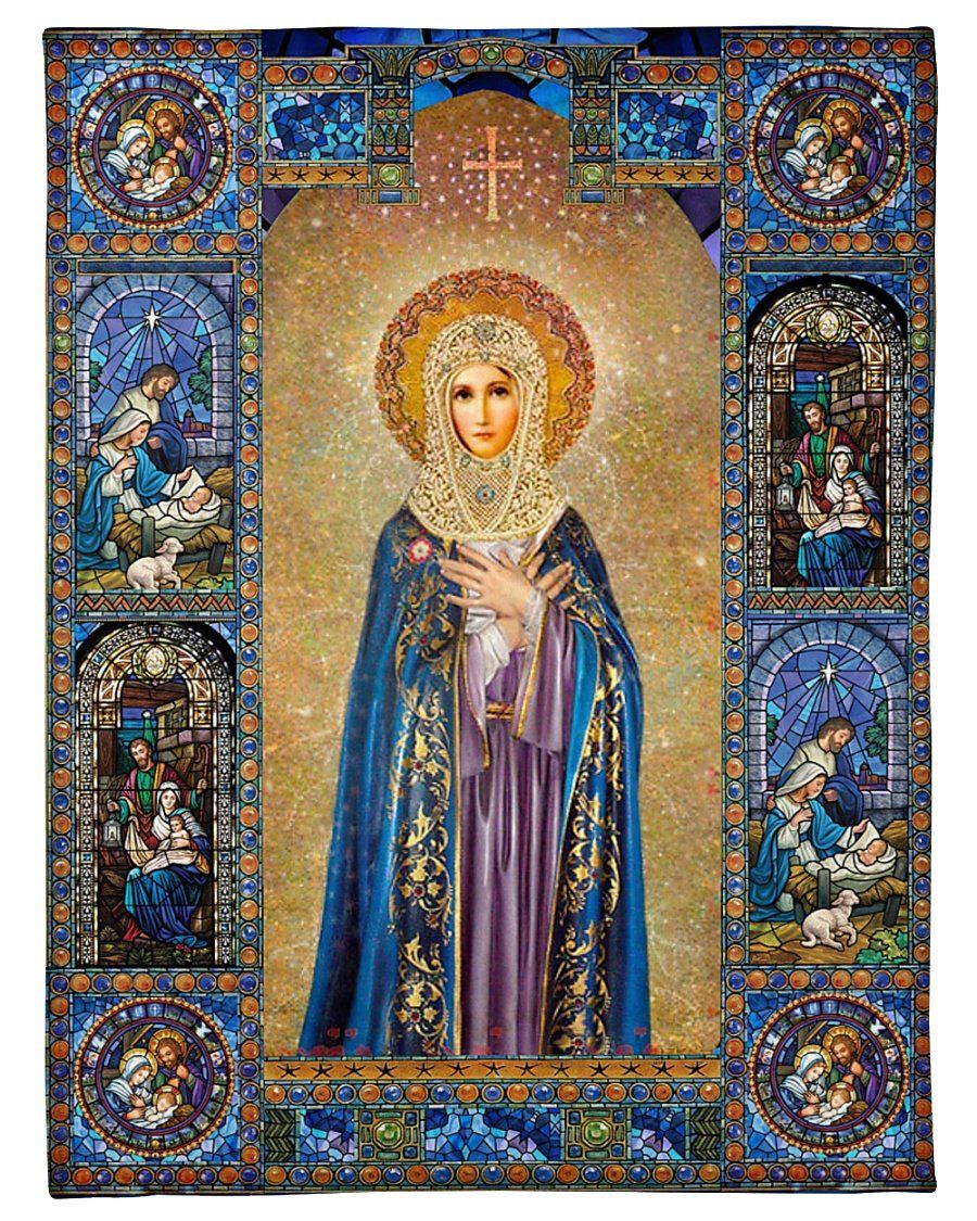 Mothers Day Fleece Blanket – Holy Mother Beautiful Christmas Gift Fleece Blanket