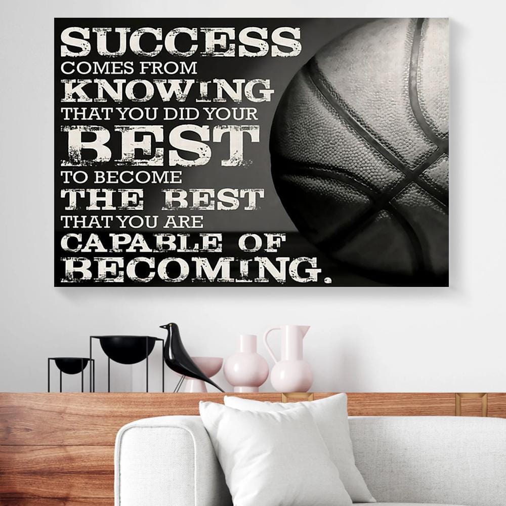 Best Canvas Prints Success Comes From Knowing Basketball Horizontal Canvas Wall Art Stunning  Living Room Bedroom Bathroom Home Decoration