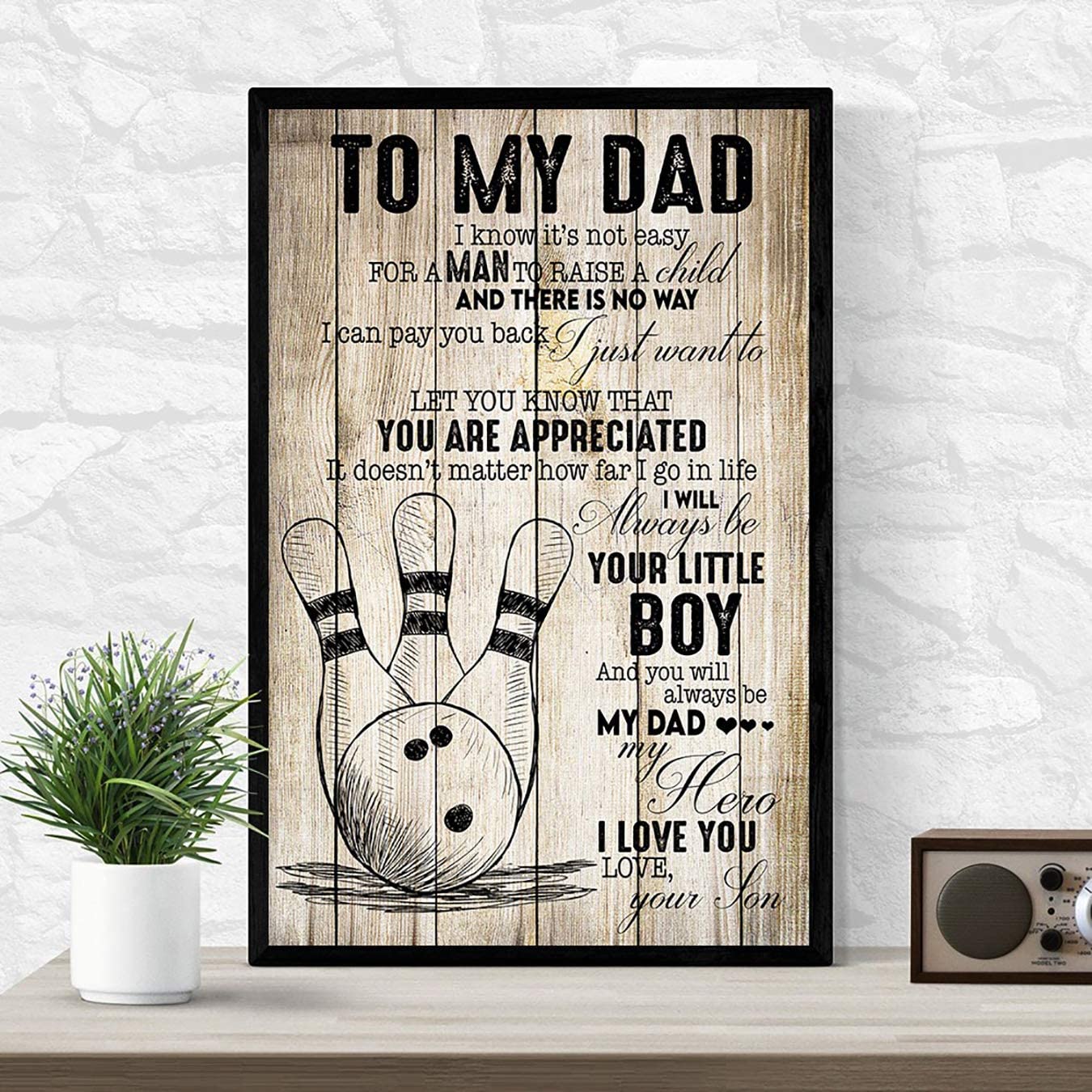 Poster Bowling Little Boy to Dad- House Decor – Motivational Wall Art – Aesthetic Posters – Vintage Posters