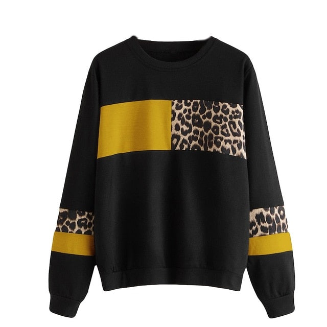 Leopard Print O-Neck Sweatshirt