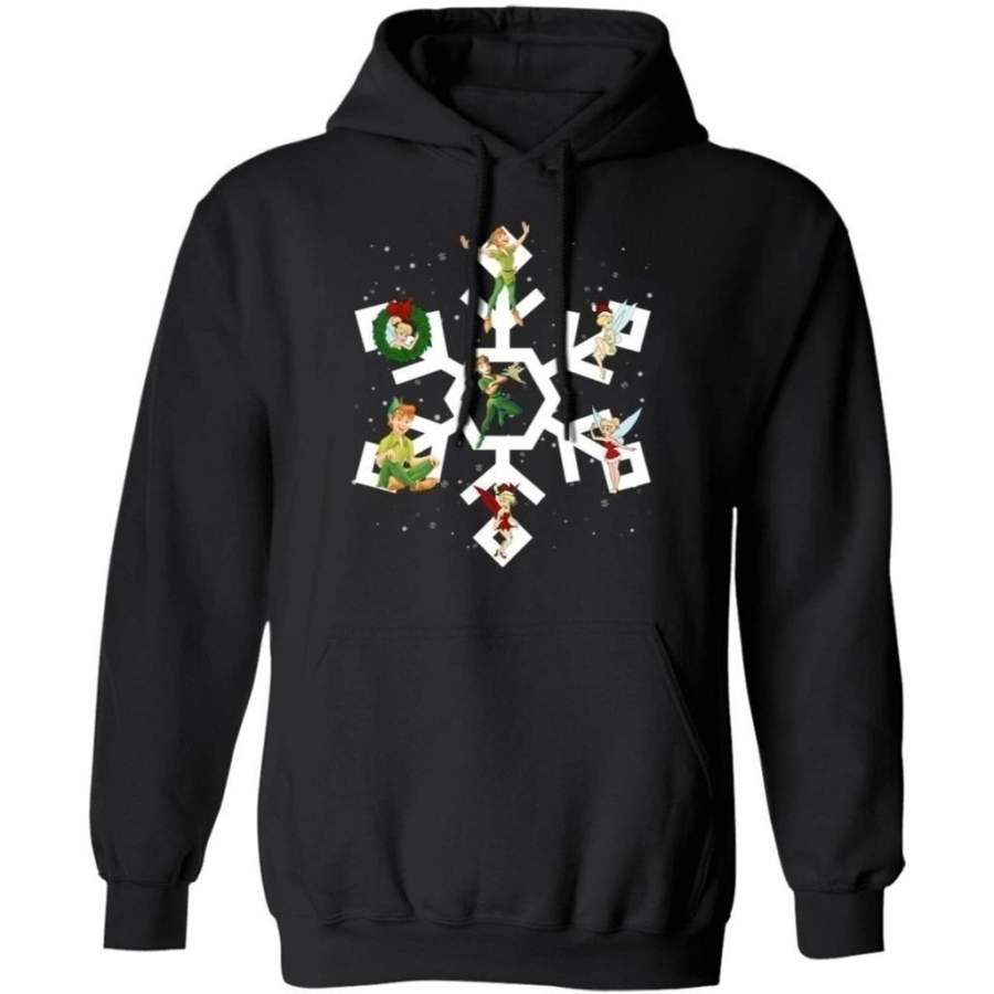 Peter Pan And Tinker Bell Snowflake Hoodie Peter Pan Christmas Hoodie Xmas Hoodie Lovely Xmas Gift HA11