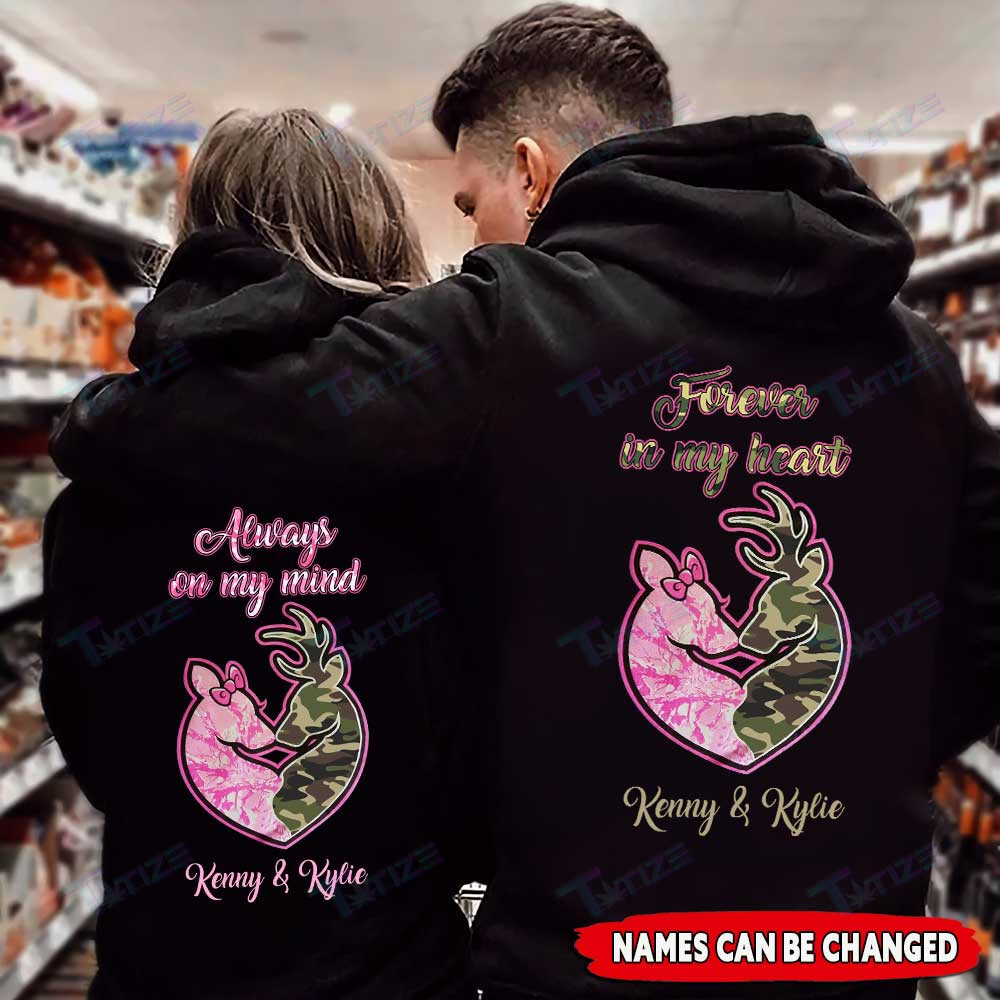 Couple Shirts – Personalized Always On My Mind Forever In My Heart Love Matching Couple, Valentine 2022 Gift Graphic Unisex T Shirt, Sweatshirt, Hoodie Size S – 5Xl